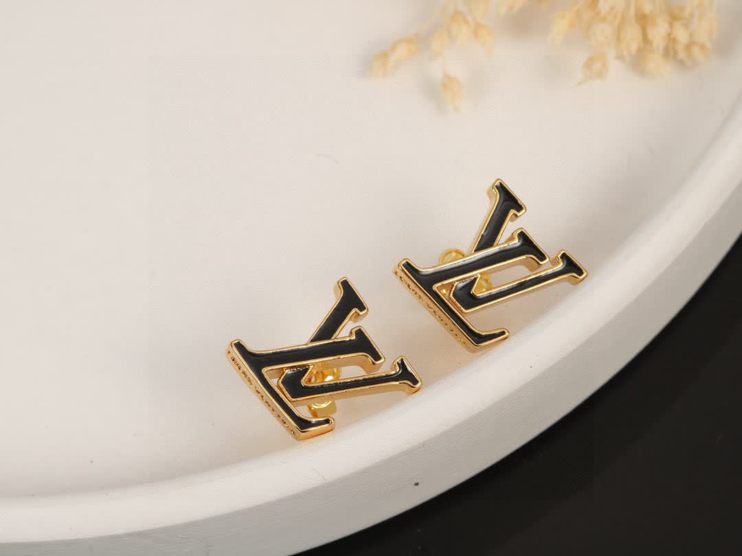Louis Vuitton Pink 'LV' Logo Stud Earrings